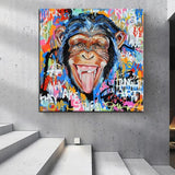 Hand Painted Oil Painting Modern Street Art Cartoon Gorilla Animals Abstracts Children's Room Decor