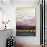 Purple Haze Beach Modern Hand Painted Oil Painting On Canvas Seascape Coastal Landscape Decorative Decor