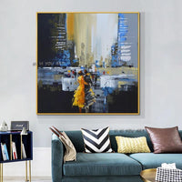 Hand Painted Abstract Stand in the River Landscape Minimalist Modern On Canvas Decorative