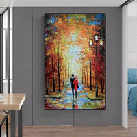 Hand Painted Modern Oil Painting Street People Landscape Abstract Canvas Wall Art