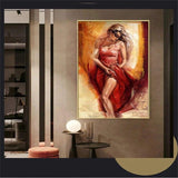 Hand Painted Oil Painting Retro Dancing Girl Figure Abstract Modern Canvas Hoom Decors