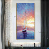 Hand Painted Sea Scenery Oil Painting On Canvas Salon Office Hotel Hand Painted Custom