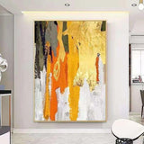 Hand Painted Abstract Modern Minimalist Gold Foil Colorful Canvas