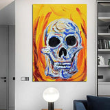 Hand Painted Abstract Oil Painting Wall Art Canvas Skeleton Abstract Artwork Carving Art Room Decoration Halloween