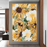 Hand Painted Flowers Painting Sunflower floral Oil Paintings Poster Canvas Wall Art As