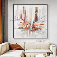 Hand Painted Abstract Wall Art City Building Minimalist Modern On Canvas Decorative
