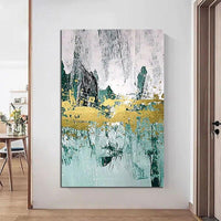 Hand Painted Golden Abstract Canvas Oil Painting Art Wall Mural For Modern Home Decor