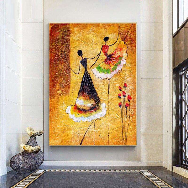 Abstract Hand Painted Dancing Girl Oil Painting On Canvas Wall Art Vintage Decoration Picture For Home Dance Room