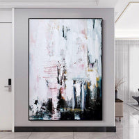 Abstract White Hand Painted Canvas Painting Modern Wall Art Hallway