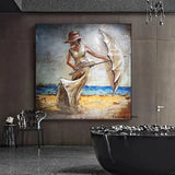 Modern Hand Painted Oil Painting Canvas for Impression Retro Figure Work