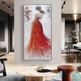 Hand Painted Beautiful Girl Dress Oil Painting Canvas Original Painting For Decor As