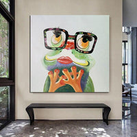 Hand Painted Art Oil Painting Abstract Frog Animals Acrylics For Unique