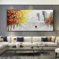 Hand Painted Oil Painting Abstract Palette Knife Street Corner On Canvas Modern Landscape Wall Art For Room