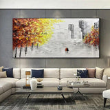 Hand Painted Oil Painting Abstract Palette Knife Street Corner On Canvas Modern Landscape Wall Art For Room