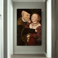 Da Vinci Hand Painted Old Man and Young Woman Hand Painted Oil Paintings Canvas Wall Art for Homes