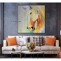 Hand Painted Yellow Horse on Canvas and