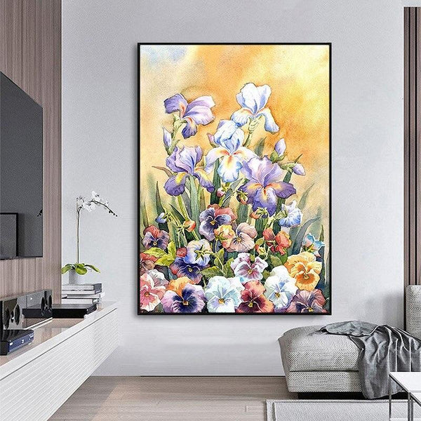 Hand Painted Morden Oil Painting Colorful Flowers Draw Canvas Pop Arts