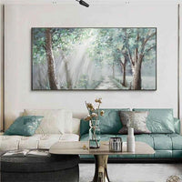 Green Landscape Art Hand Painted Modern Abstract Oil Painting On Canvas Wall Art As