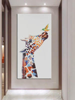 Graffiti Art Cute and Colorful Giraffes Canvas Oil Paintings Wall Art Hallway