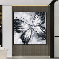 Hand Painted Oil Painting Animal Modern Dark Butterfly Abstract