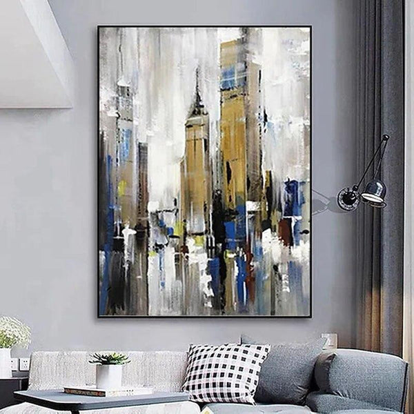 Hand Painted City Building Oil Painting Scenery For Home Abstract On Canvas Wall Art Decoration