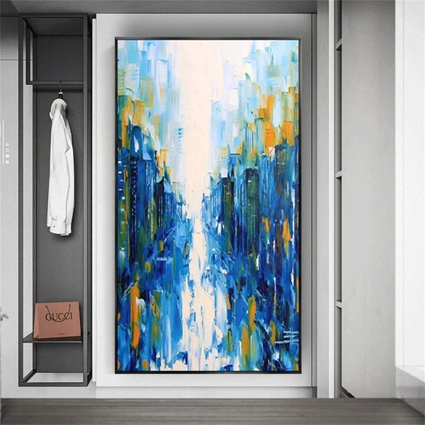 Style Wall Painting Hand Painted City Building Landscape Oil Painting Modern Home Bedroom