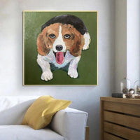 Hand Painted Cute Dog Animal Oil Paintings Hot Sell Wall Art Modern Unique