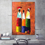 Abstract Hand Painted Scandinavian African Woman Portrait Canvas Painting Wall Decor