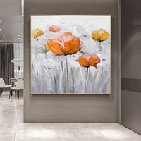 Orange Flower Hand Painted Artwork On Canvas