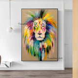 Hand Painted Oil Paintings Modern Fashion Graffiti Street Pop Art Colorful Lion Poster Canvass Room