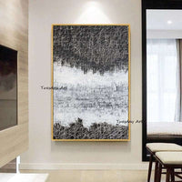 Abstract 3D Art Hand Painted Oil Painting Canvas Black and White Lines Wall Pictures Art Wall Artwork For Dining Room Decor