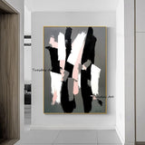 Hand Painted Oil Painting Canvas Black White Color Abstract Modern Hotel Acrylic Art Painting