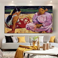 Hand Painted Oil Painting Paul Gauguin Tahitian woman on the beach Abstract Retro Wall Art