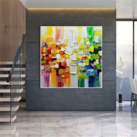 Hand Painted Oil Painting Thick Knife Landscape Color Block Canvas Abstract Home s