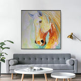 Hand Painted Yellow Horse on Canvas and