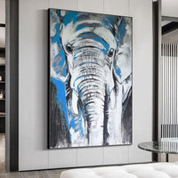 Hand Painted Oil Painting Retro Animal Elephant Abstract Wall Arts