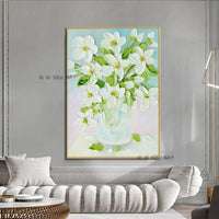 wall Painting Hand Painted Textured Flowers Painting Hand Painted Canvas Arts