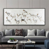 Hand Painted Oil Painting Simple Gold Foil Deer Animal Abstract