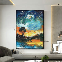 Hand painted Oil Painting Canvas Abstract Landscape Home Decoeation