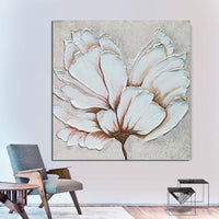 Hand Painted Oil Painting Classic Simple White Flower Abstract Canvas Paintings Moderns