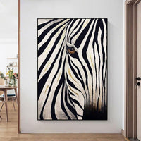 Modern Abstract Wall Art Hand Painted Animal Oil Painting Canvas Black White Zebra Paintings As