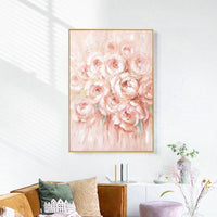 Hot Sale Hand Painted Oil Painting Wall Art Pink Flower Wall Art Unframed