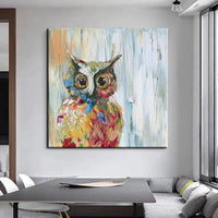 Hand Painted Animal Oil Painting On Canvas Modern Owl Abstract Wall Canvass