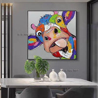 Hand Painted Animals Cow Oil Paintings On Canvas Abstract Modern Pop Art