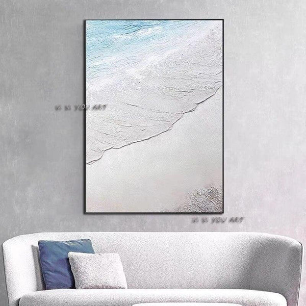 Hand Painted Sea Landscape Painting Ocean Texture Abstract Painting Canvas For Living Art