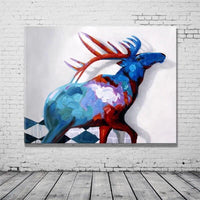 Textured Colorful Animal Canvas Painting Hand Painted Modern Abstract on Canvas