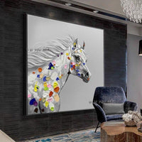 Hand Painted Abstract Wall Art Horse Minimalist Decorative Modern On Canvas