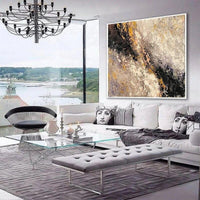 Hand Painted Canvas Abstract Art Beige Painting Black Art Canvas Contemporary Art Acrylic Painting On Canvas Original