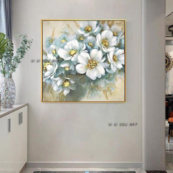 Hand Painted Abstract Flower Art On Canvas Wall Art Decoration