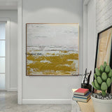 Hand Painted Abstract Gold Foil Art Oil Painting On Canvas Wall Adornment For Live Room